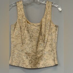 Escada Gold Metallic Lace Detail Top